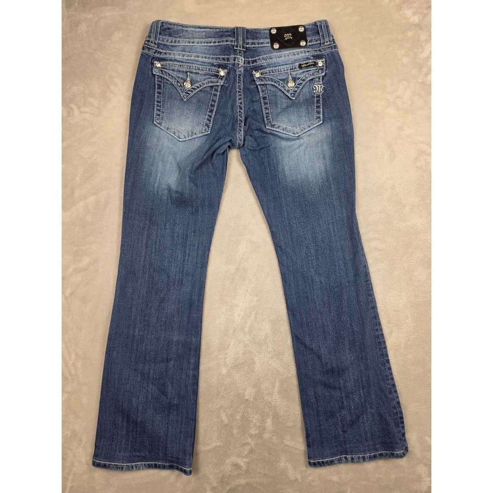 Miss Me Bootcut Jeans Womens 31x32 Blue Embellished Distressed Y2K Denim